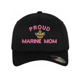 Baseball Caps Proud Marine Mom USMC Flexfit Baseball Cap Hat Black - CF182OSAGG7 $28.11
