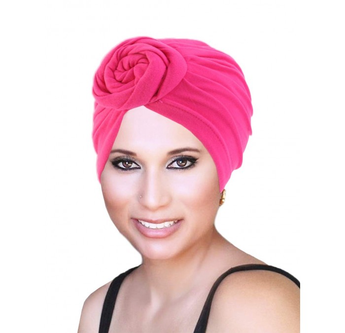 Skullies & Beanies Chemo Headwraps for Women Hair Loss Beanie Pattern Head Turban Sleeping Scarf Hat Rose Red - CF196MIR3R2 $...