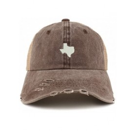 Baseball Caps Texas State Map Embroidered Frayed Bill Trucker Mesh Back Cap - Brown - CC18CWTK99H $15.71