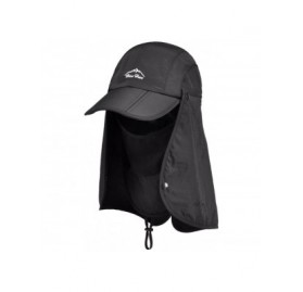 Baseball Caps UPF 50+ Summer Hat Neck Protection Flap Cap - Black - CG11X0X984Z $10.25