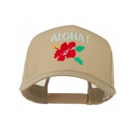 Baseball Caps Hawaii State Flower with Aloha Embroidered Trucker Cap - Khaki - CP11LJVFOYX $17.68