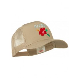 Baseball Caps Hawaii State Flower with Aloha Embroidered Trucker Cap - Khaki - CP11LJVFOYX $17.68
