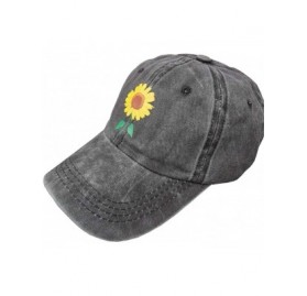 Baseball Caps Women's Sunflowers Baseball Cap Adjustable Distressed Vintage Summer Dad Hat - Sunflower-printing-black - CB18Q...