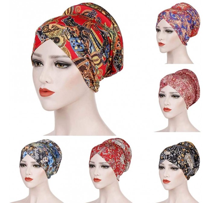 Head Scarf for Women Turban Knotted Vintage Flower Print Full Cover Fit ...
