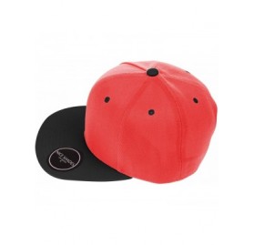 Baseball Caps Classic Flat Bill Visor Blank Snapback Hat Cap with Adjustable Snaps - Red - Black - CJ119R34PW7 $7.65