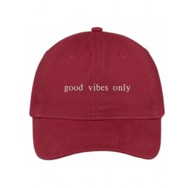 Baseball Caps Good Vibes Only Embroidered 100% Cotton Adjustable Cap - Red - C712IZKKJSL $13.72